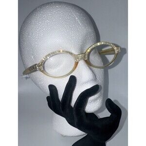 Vintage Belle Qualite Eyeglasses France 1950s Gold Tone Acetate Rhinestones